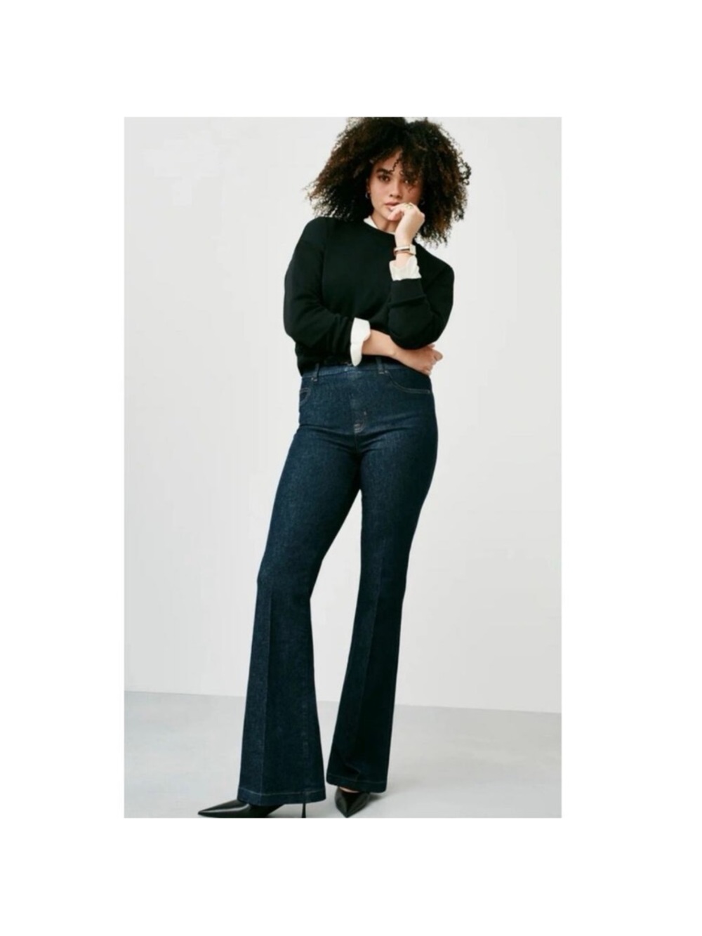 SPANX Everywear Flare Denim Jeans Women's XL Raw Indigo Dark Wash Tummy
Tamer